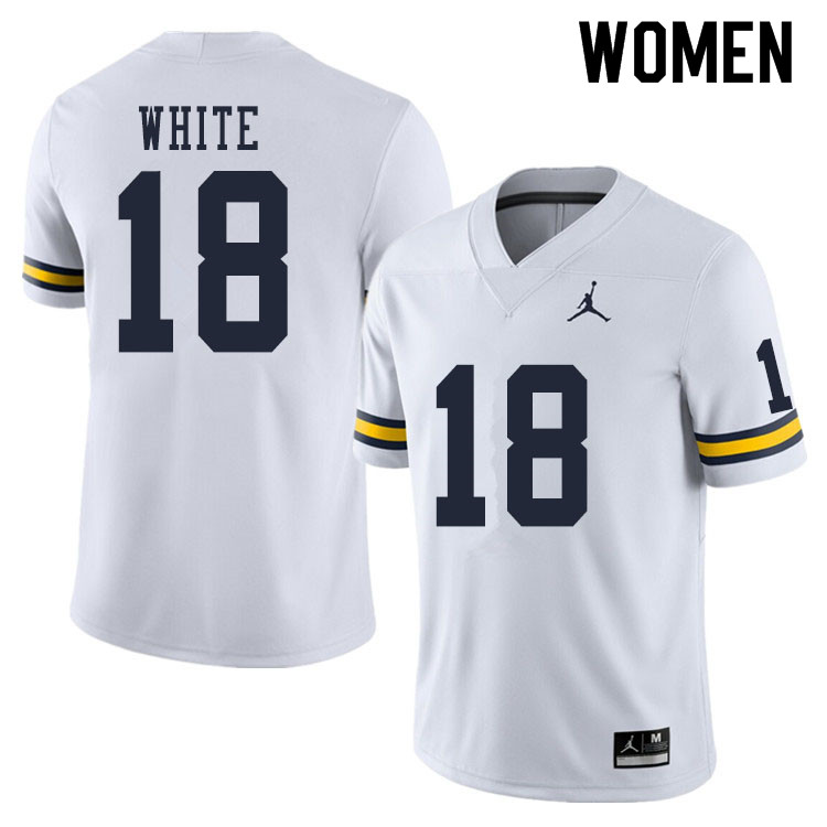 Women #18 Brendan White Michigan Wolverines College Football Jerseys Sale-White